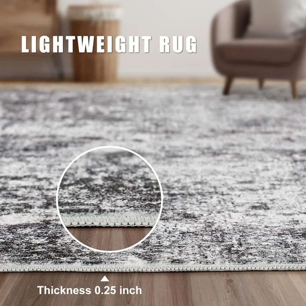 Area Rug Living Room Rugs - 8x10 Large Soft Indoor Neutral Modern Abstract Low Pile Washable Rug Carpet for Bedroom Dining Room