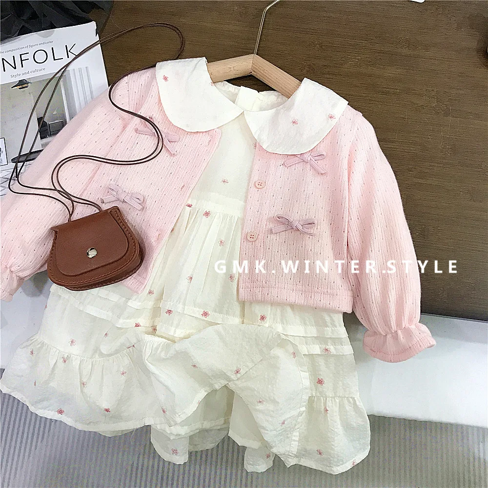 

Girls dress spring new foreign style girl princess dress year-round dress spring and autumn children's cardigan skirt