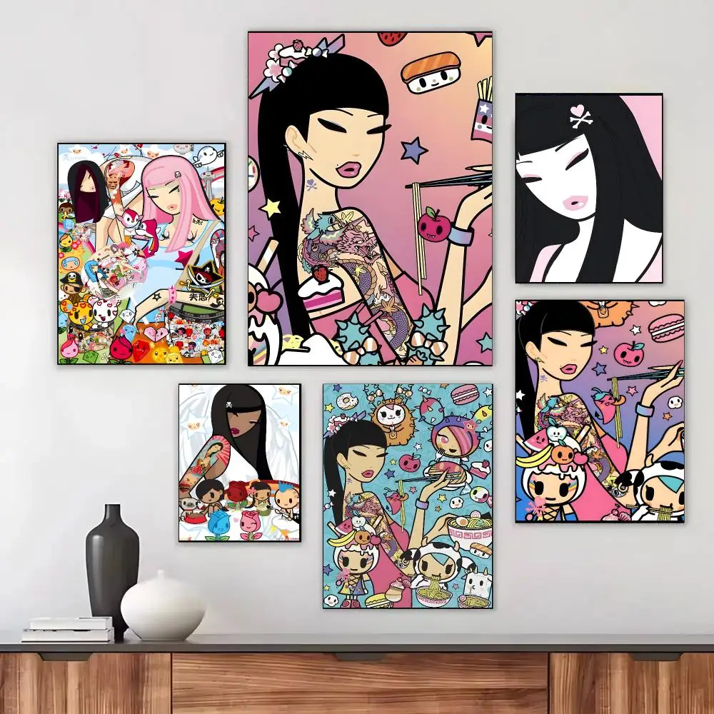 Anime T-Tokidoki Poster Self-adhesive Living Room Bedroom Party Bar Decor Moisture-proof Fade-resistant