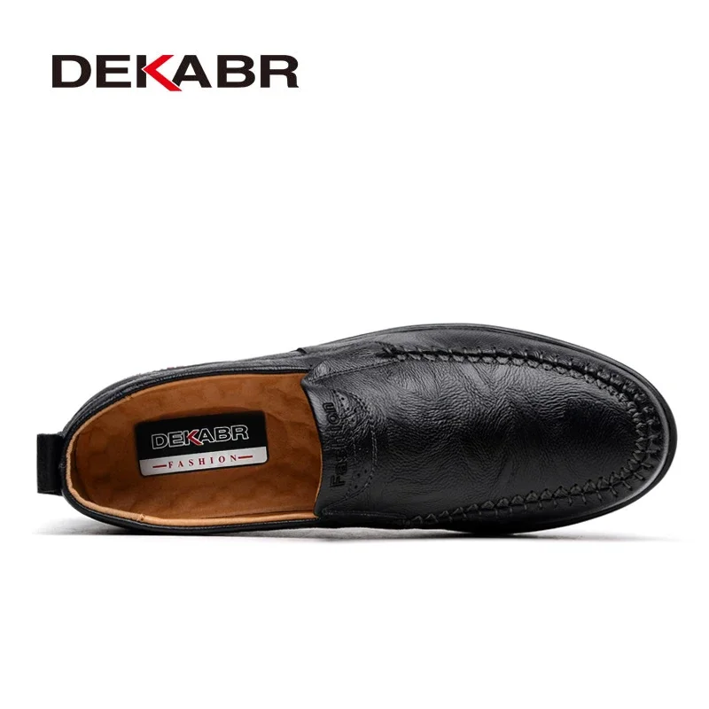 DEKABR Brand Men Genuine Leather Shoes Luxury Casual Shoes Soft Men Loafers Breathable Slip On Driving Men Shoes Plus Size 47