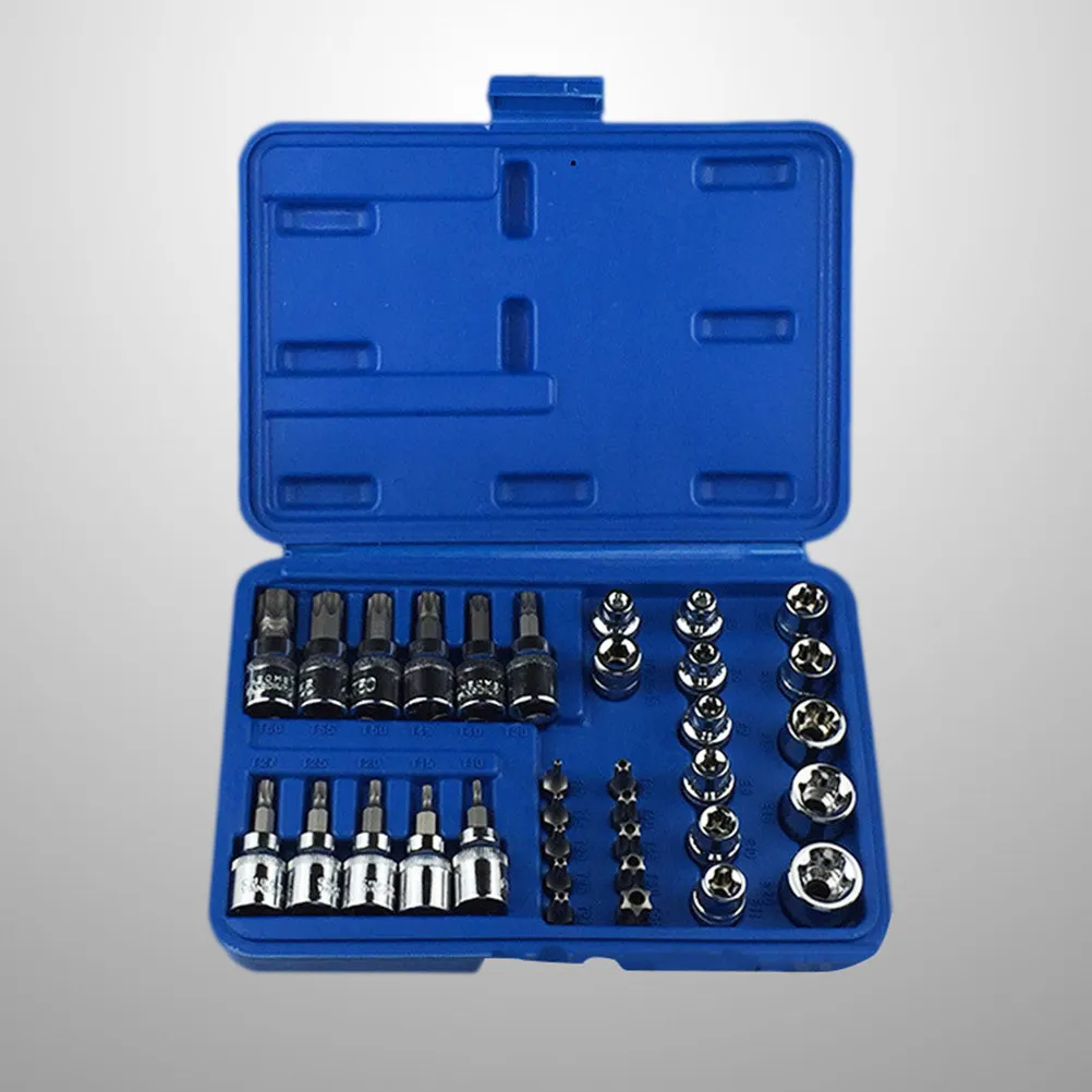 

34 in 1 Socket Bit Set Premium Heat-Treated Star and Drive Assortment Tool Kit for Cars Trucks Machinery Appliances Repair Inch
