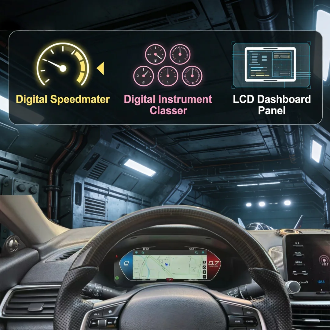 LCD Speedometer Car Dashboard For Honda Accord 10 Gen 2018-2021 Digital Cluster Virtual Cockpit Panel GPS Plug and Play Display