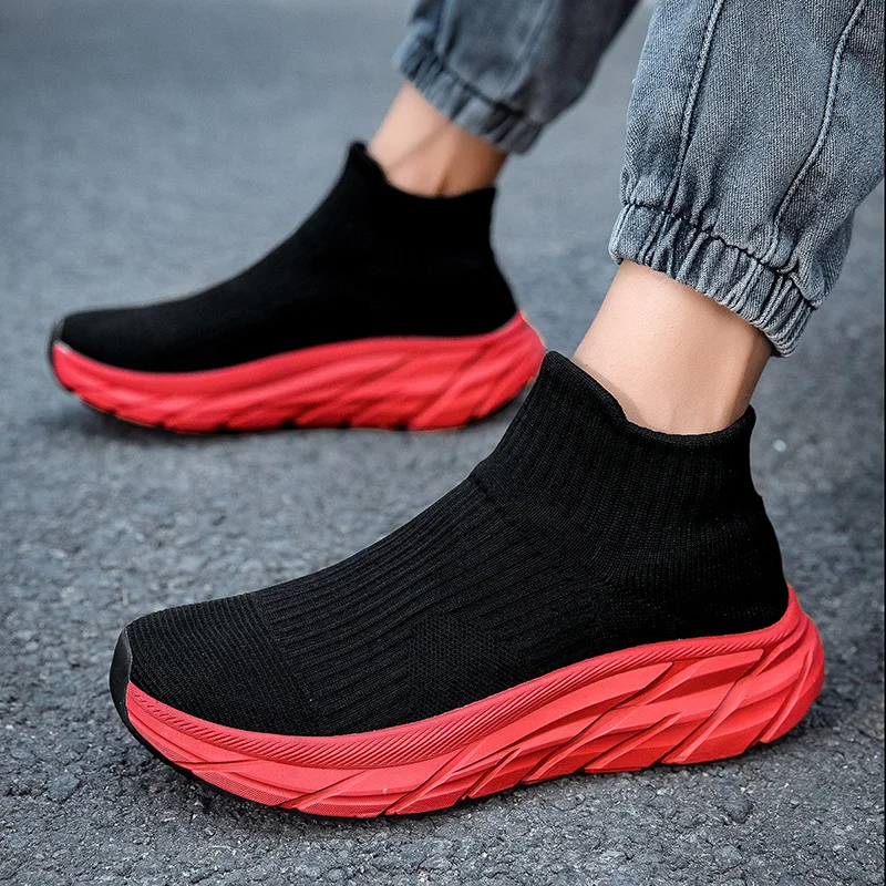 New Arrival High Top Men Sock Shoes Lightweight Casual Mens Sneakers Platform Couple Socks Sneakers Big Size 47. zapatos mujer