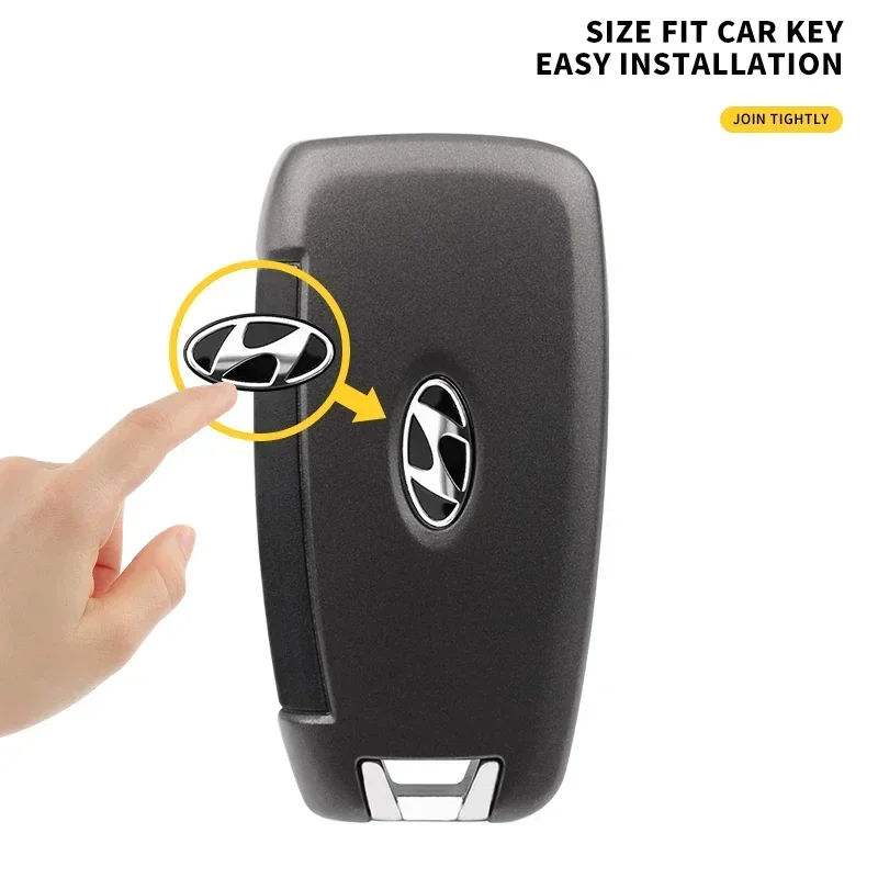 14mm 16mm 19mm Aluminium Metal Car Key Emblem Stickers For Hyundai Genesis I10 I20 I30 I40 IX20 IX35 Kona Getz Veloster Tucson view 5