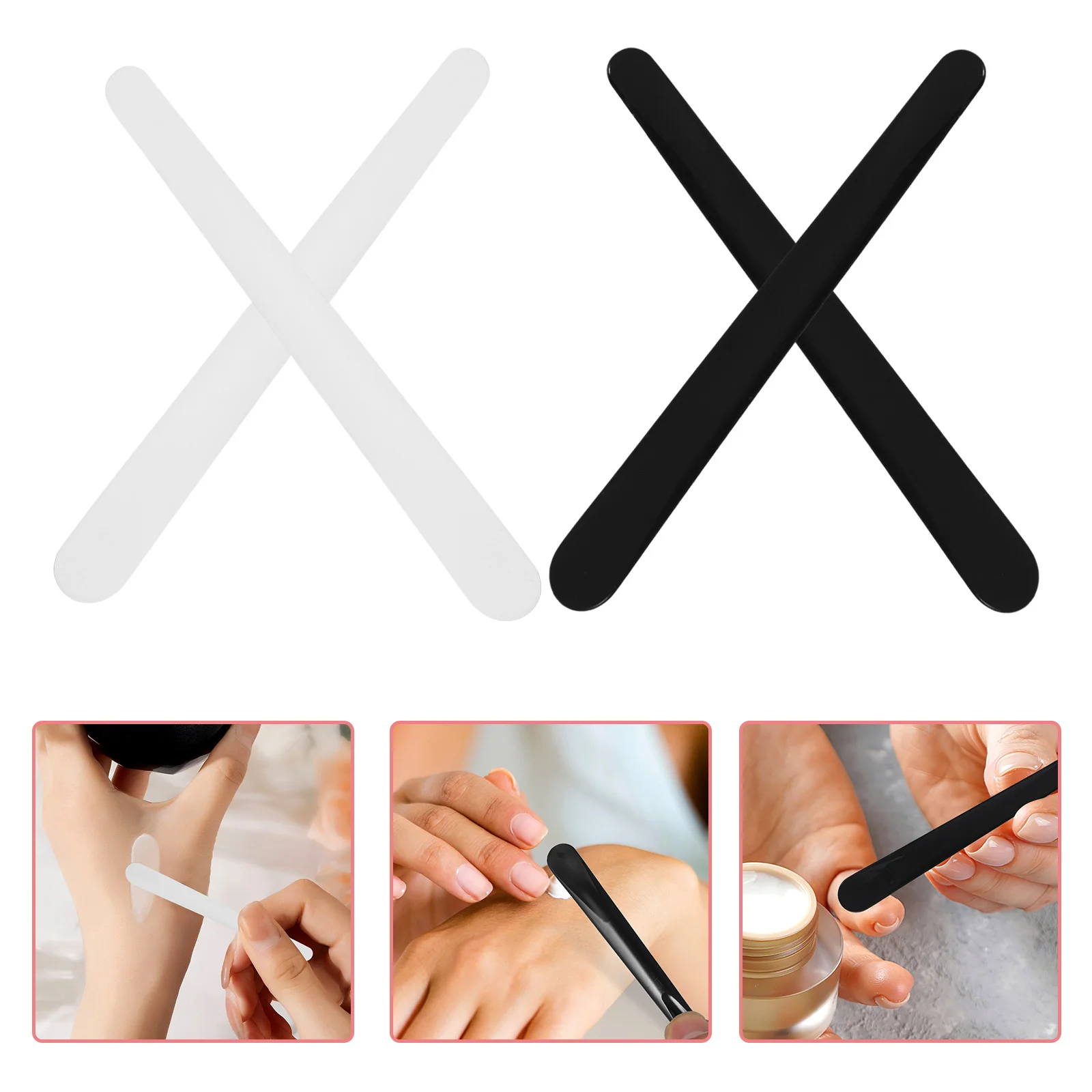 

20pcs Facial Spatula Set Care Tool White Black Frosted Tip Easy Clean Makeup Plastic Sturdy Non Toxic