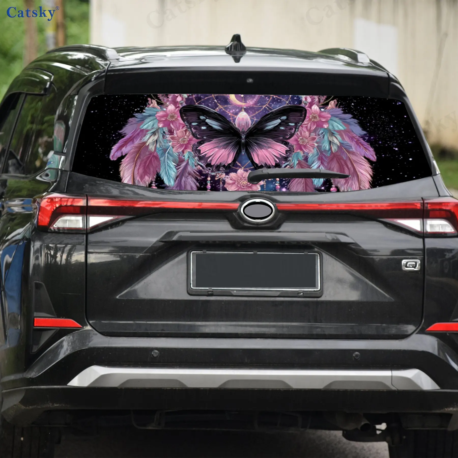ملصق على شكل فراشة مع أجنحة نافذة السيارة الخلفية، ملصق لفينيل تلقائي مقاوم للماء ذاتي اللصق ومضاد للخدش، ديكور تلقائي، C #3