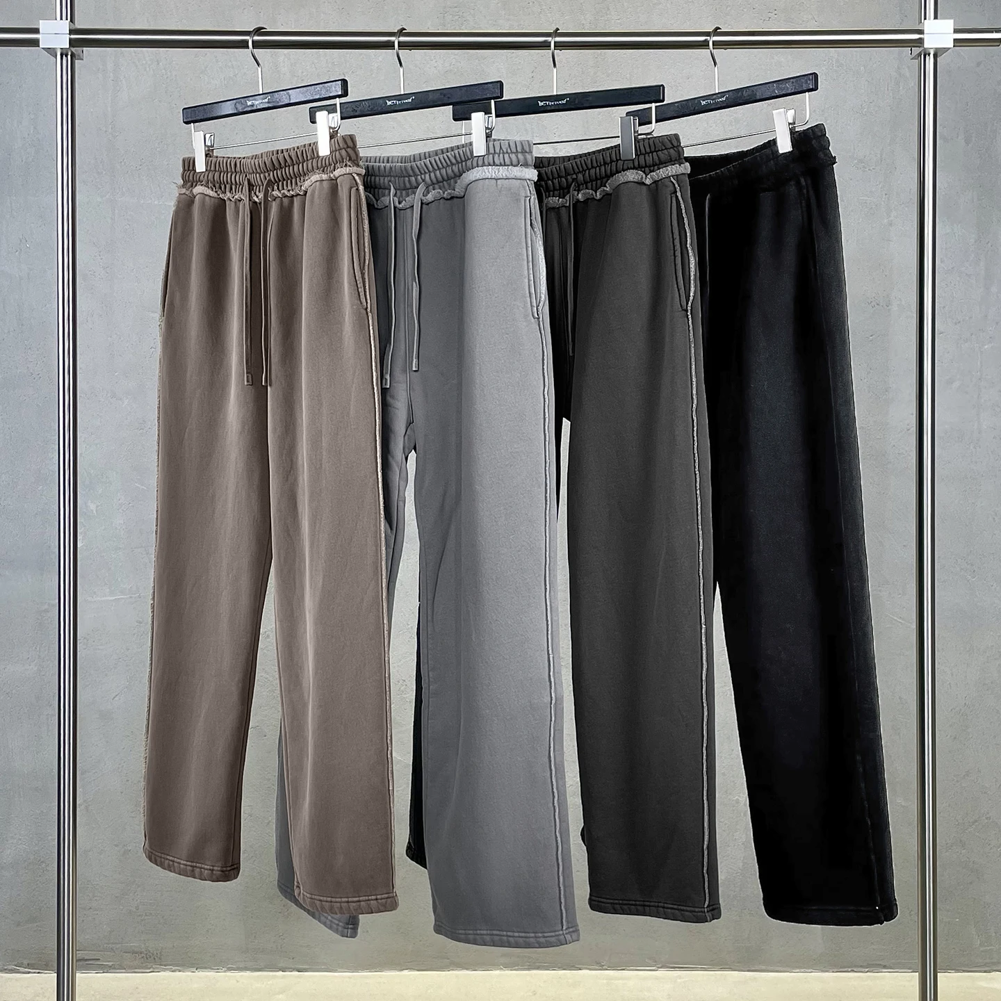 

Американский Sle, тяжелый ретро подол, однотонные свободные брюки на подкладке, осень-зима, мужские повседневные прямые брюки с завязками