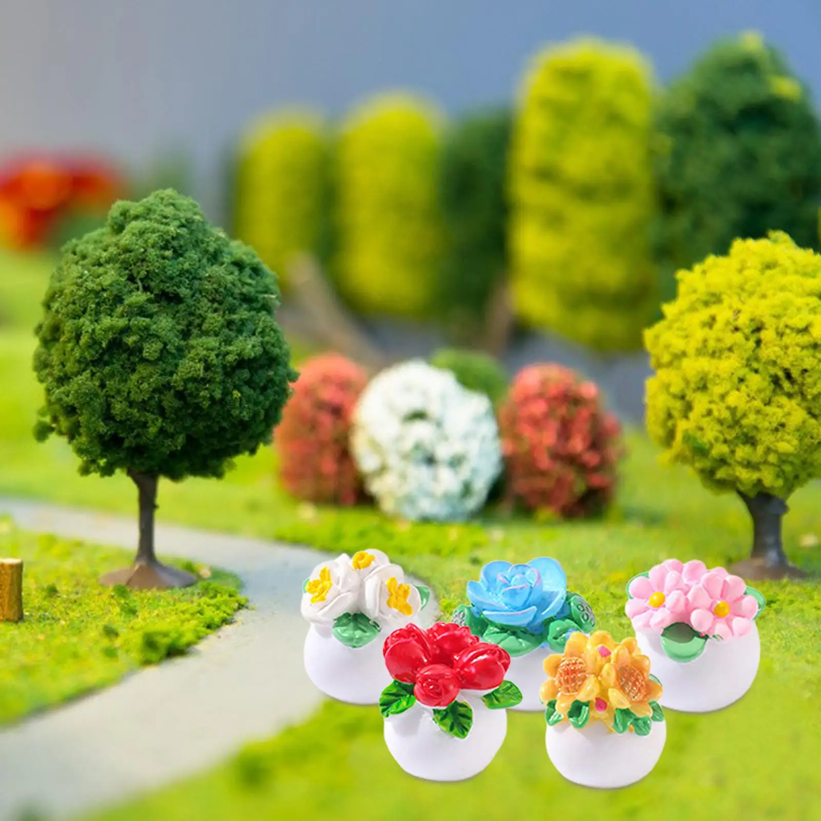 5 Pieces Miniature Dollhouse Plants Classic Dollhouse Decoration for 1:12 Scale Doll House Micro Landscape Playset Supplies