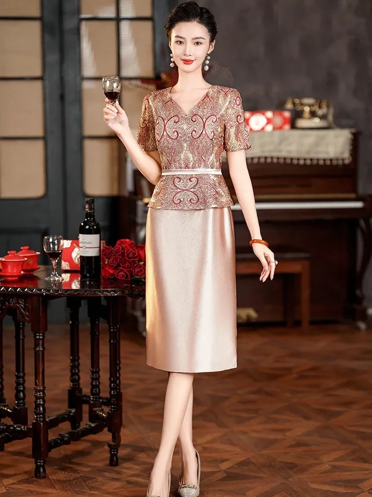 Champagne qipao vestido de casamento 2025 nova primavera/verão vestido de banquete da mãe vestido de temperamento de alta qualidade