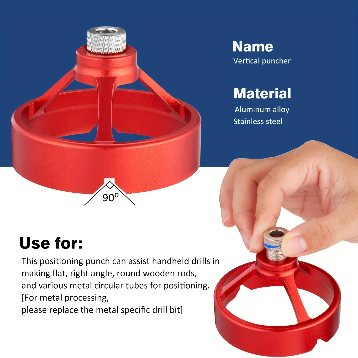 Woodworking Vertical Drilling Hole Punch, Including 6/8/10Mm Drill Bits And Drill Bit Guide Sleeves