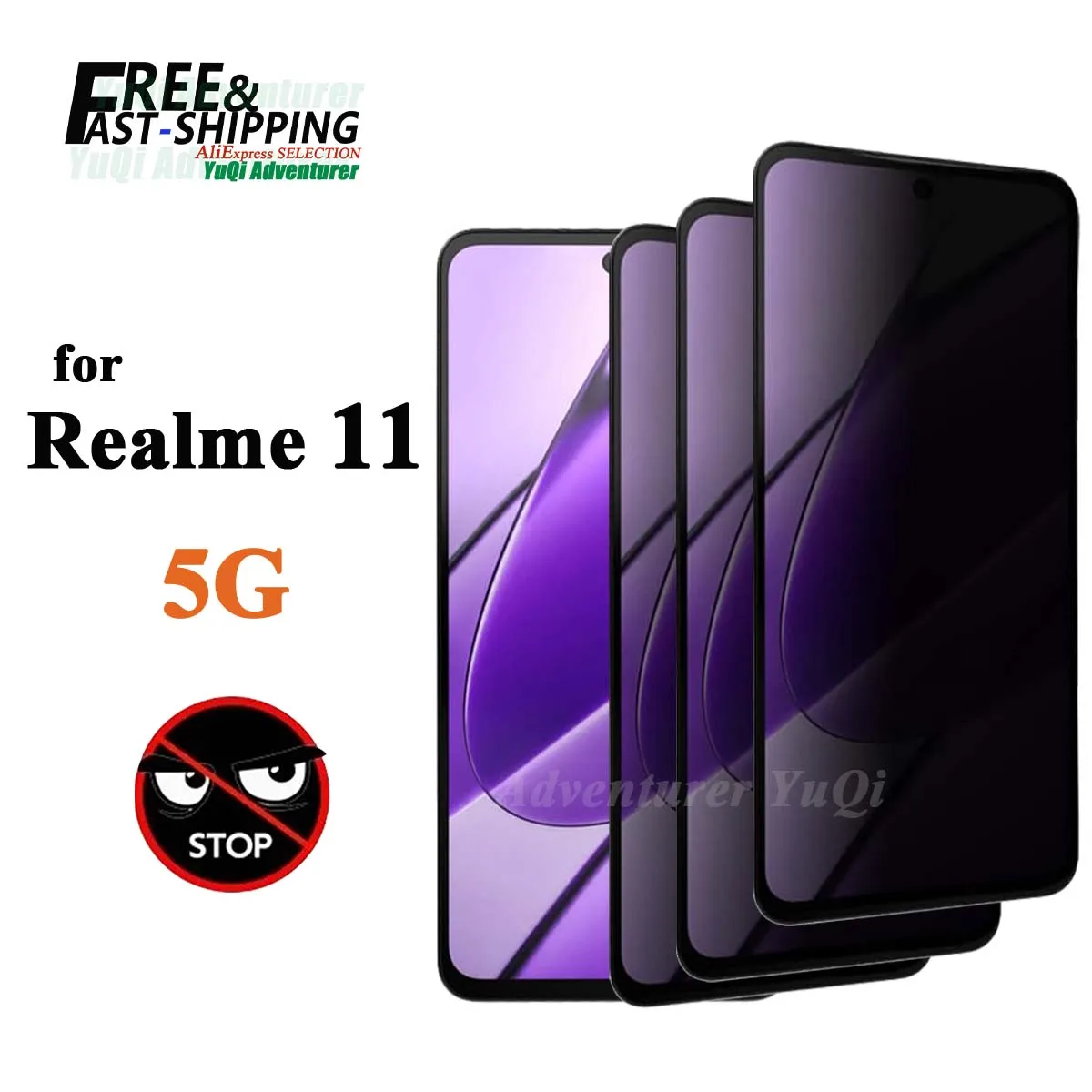 

Anti Spy Screen Protector For Realme 11 5G OPPO Tempered Glass 9H Privacy Peep Scratch SELECTION Fast Free Shippin Case Friendly