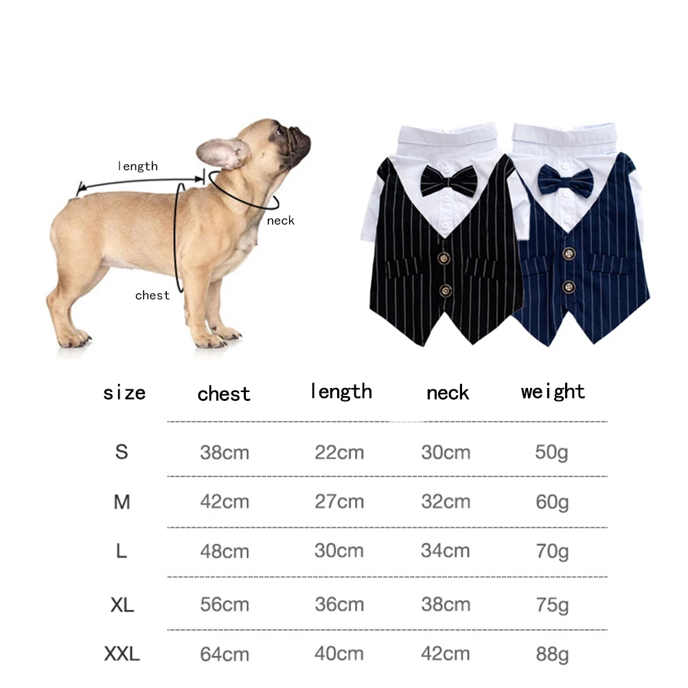 

Formal Dog Clothing for Dogs Puppy Pet Clothes Dog Wedding Suit Pet Tuxedo Costume Pet Apparel for Small Dog(Blue,S)