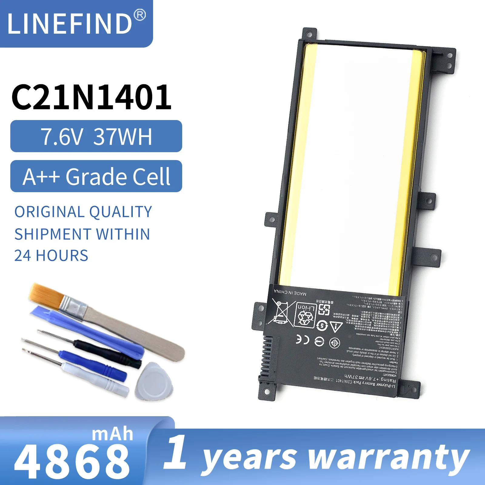 100%Original 4800mAh for ASUS C21N1401 W409L W419L K455L A455L R419L R455L X454L X455L F455L Y483L VM410L Laptop Battery