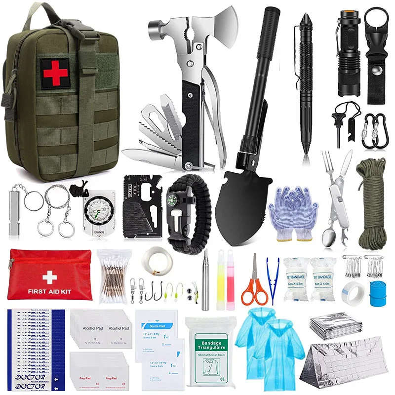 Outdoor camping equipment & Multi-functional survival tools and equipment & wilderness survival first aid emergency supplies