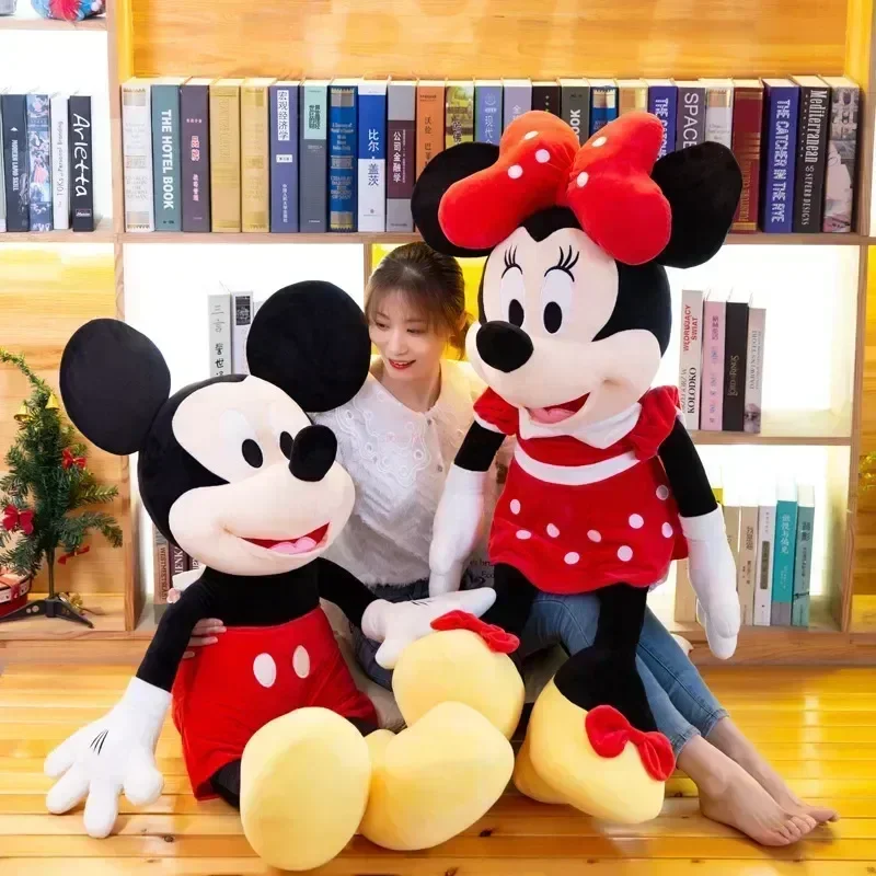 Hot Disney Cartoon Cute Mickey Minnie Plush Doll Cotton Filled Super Soft Crystal Velvet Stuffed Toys Children Christmas Gift