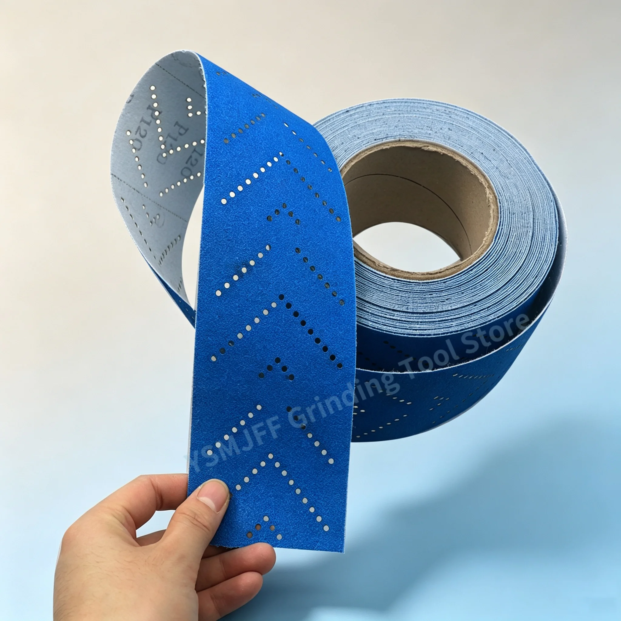 1 Roll 70mmx12m Blue Hook & Loop Sanding Roll,p80-600 Multi-Hole Abrasive Strip for Car Paint Removal,Wood & Metal Dry Grinding