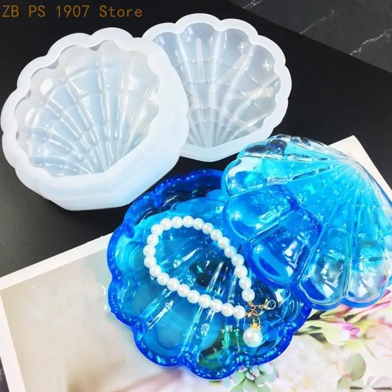 Storage Box Resin Mold,Shells Jewelry Box Silicone Mold for DIY Craft Home Decor 55KA