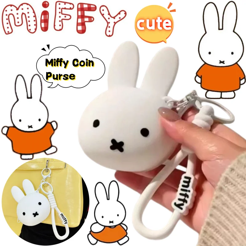 

Кошелек для монет Miffy с высокой эстетической ценностью, дизайном в виде мультяшного кролика, креативный мини-портативный силиконовый чехол для хранения наушников для пары.
