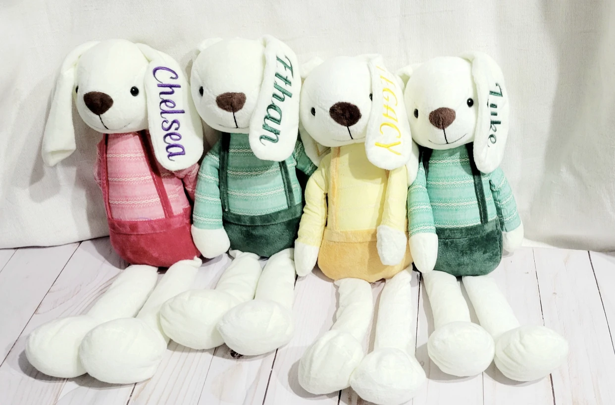 

Personalized Embroidered Plush Bunny Toys Custom Name Plush Toy Child First Easter Boys Girl Kids Doll Birthday Gift