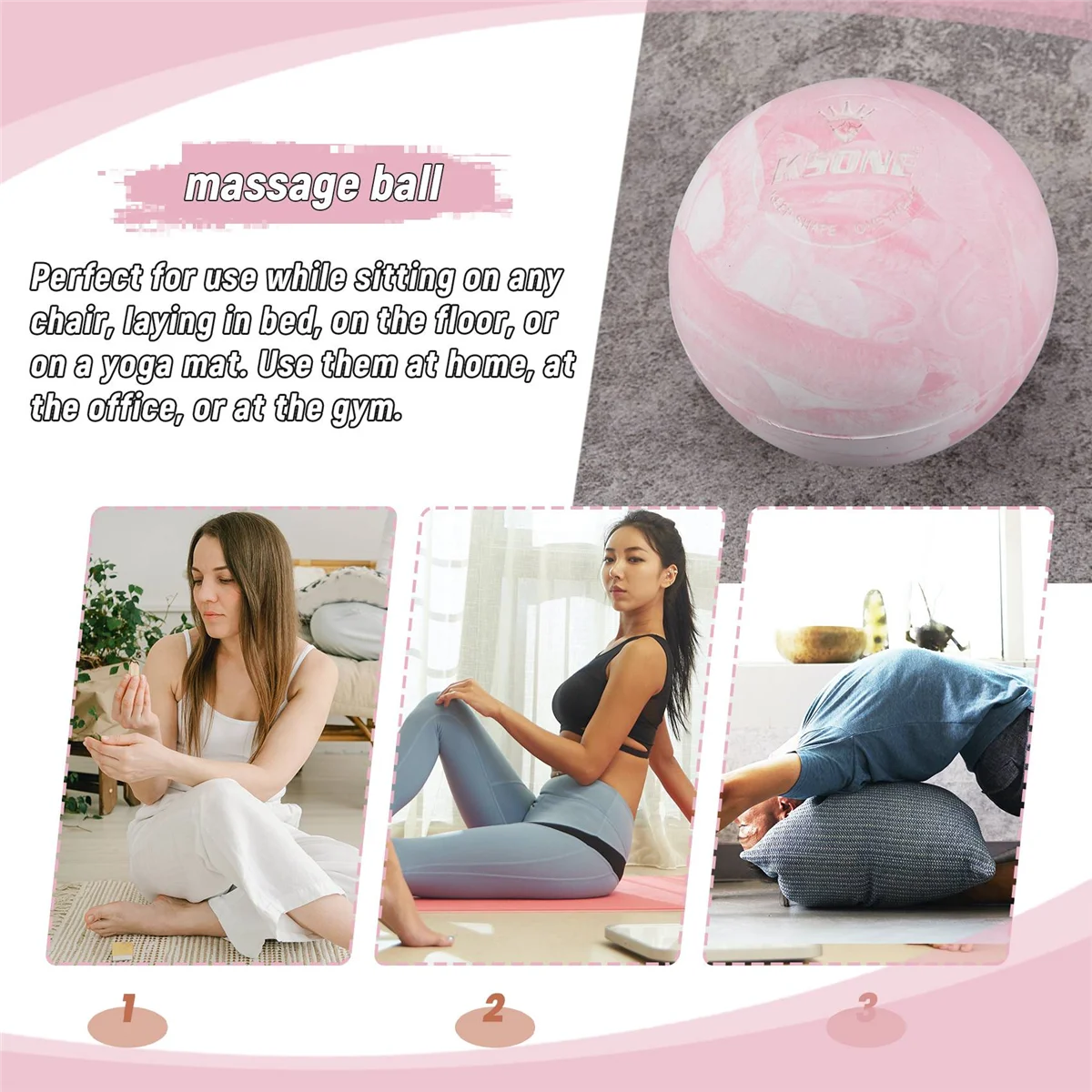 RIRI KSONE Массажный мяч для лакросса - Портативный массажный мяч для фитнеса - Ролик для массажа мышц - Мягкий массажный мяч для релаксации 3