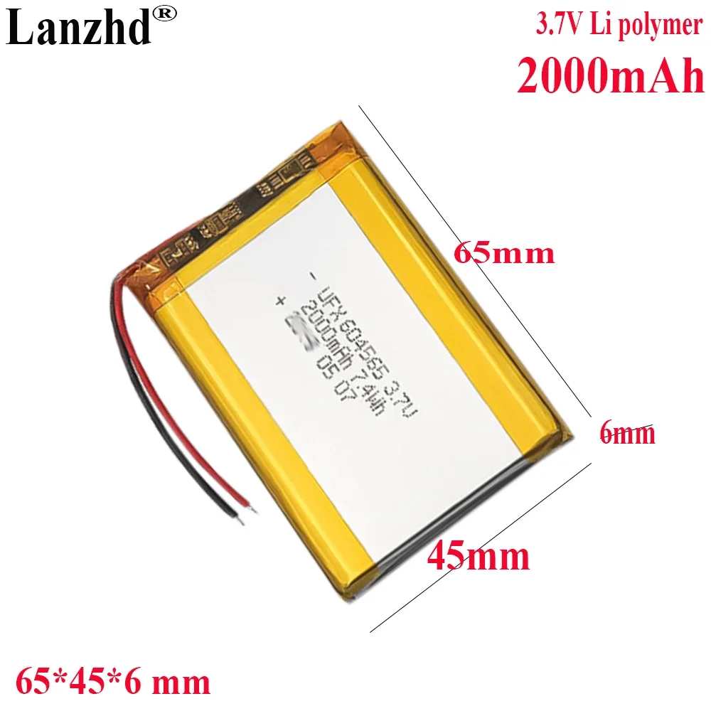 

3.7V Li Polymer Battery 2000mah For Air purifier battery Lighting GPS car locator battery stick light toy digital 604565