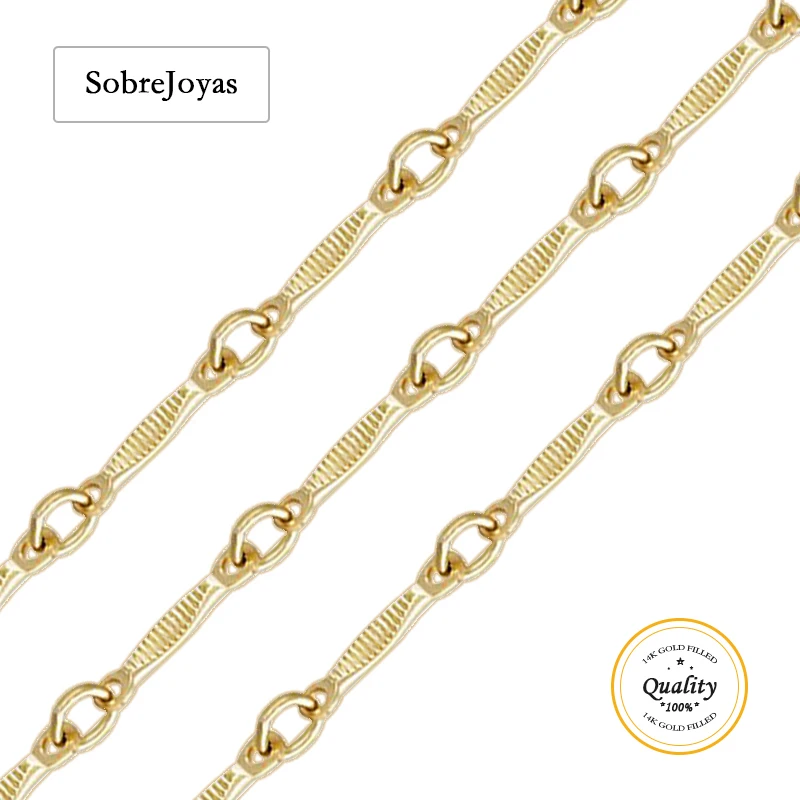 

Bar Chain 14K Gold Filled 1.3mm Patterned Dapped Bar Chain Unfinished Chain Gold jewelry Minimalist Gold Chain DIY Jewelry