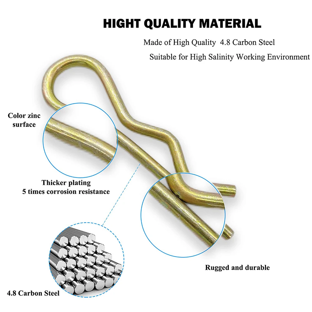 Coloured Zinc Plated Spring Steel Pins | M1-M7 B-Type, R-Clips, Hairpin, Wave Pins | Assorted Locking Pins for Machinery