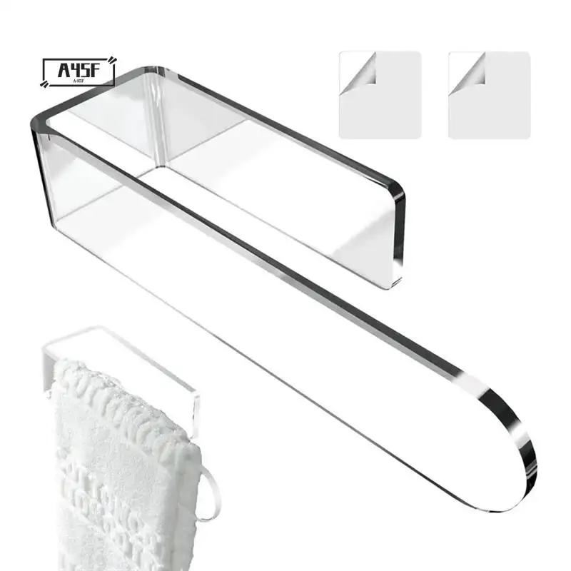 

A45F-U Shape Bathroom Acrylic Towel Bar Hand Towel Holder, Self Adhesive Towel Rack For Bathroom Wall Mounted