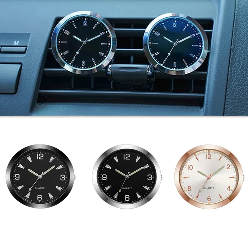 Car Dashboard Stick-On Luminous Digital Clocks Auto Vehicle Air Outlet Mini Watches Motorcycle Bicycle Bike Electronic Timepiece