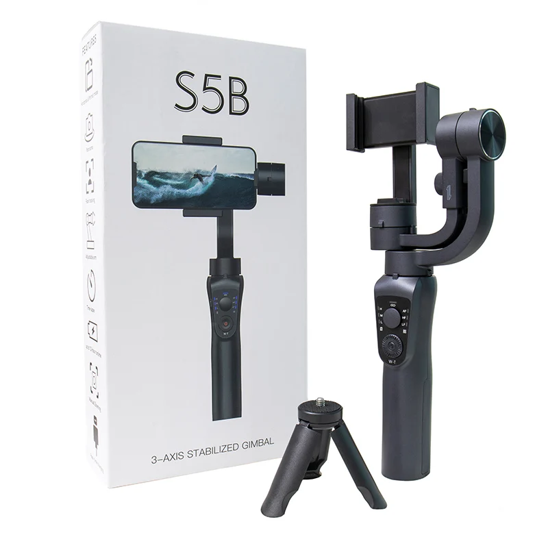 عرض ساخن لعام 2025 S5B تتبع تلقائي للوجه محمول باليد 3 محاور مثبت Gimbal للهاتف المحمول تصوير مدونة فيديو مع تكبير التركيز