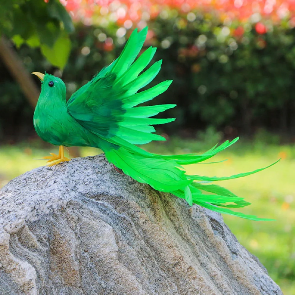 simulation green bird model foam&feather long tail wings bird gift about 38cm xf2978