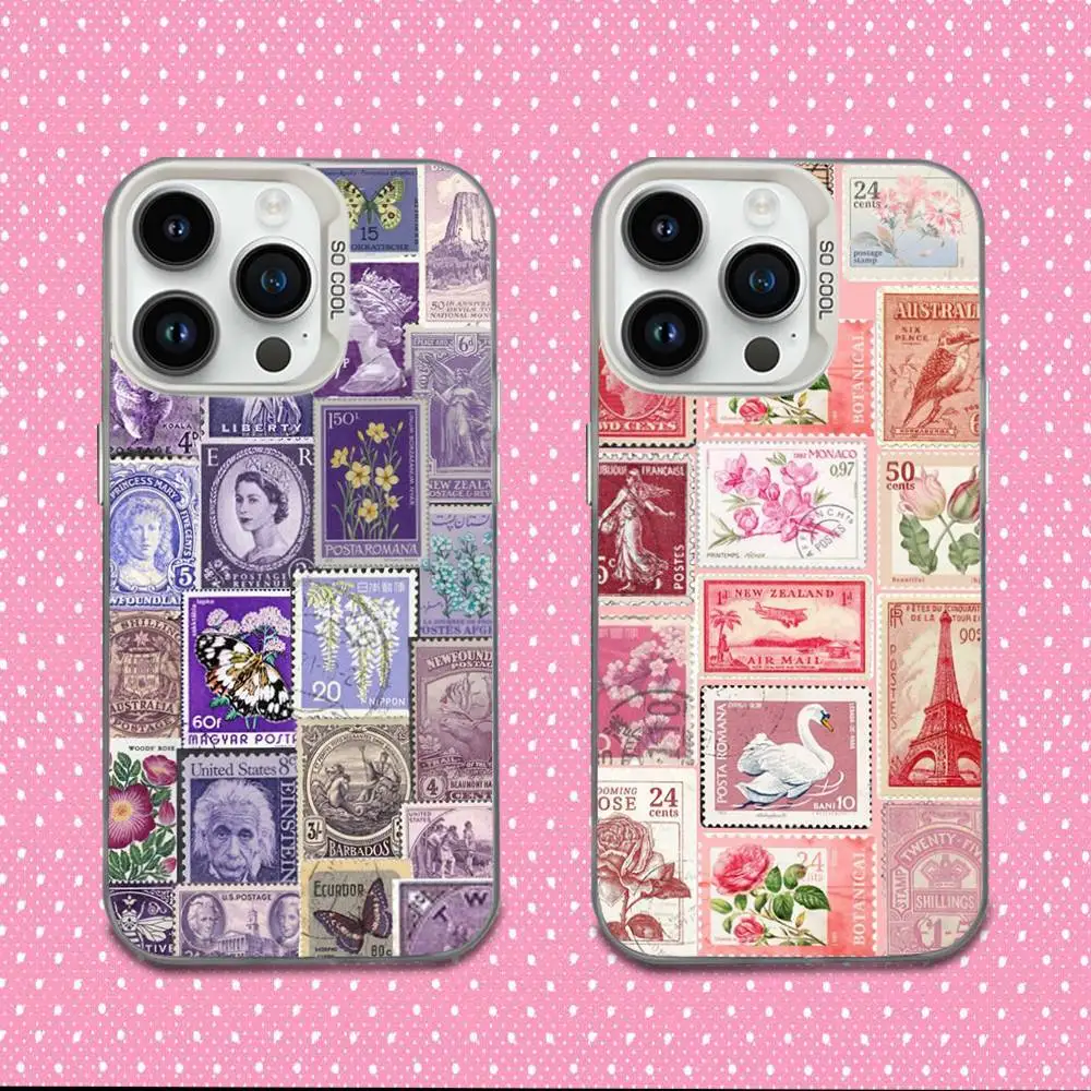 

Stamp Patterns Phone Case For iPhone 16,15,14,13,12,11,Mini,Pro,E,MAX White Candy Matte Shockproof Cover