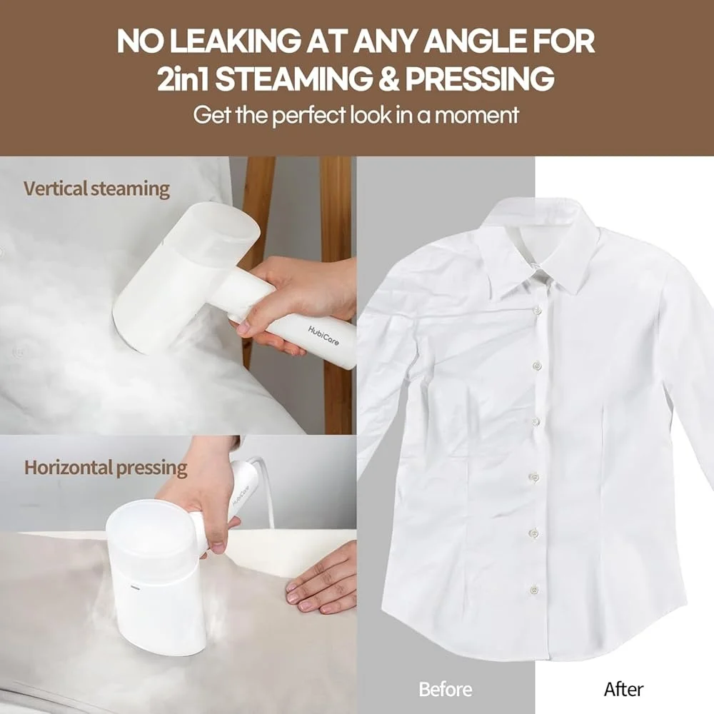 Tragbarer Dampfgarer mit zwei Spannungen und zwei Spannungen, 1000 W, kompakter, schneller Faltenentferner, faltbares, auslaufsicheres Reisebügeleisen