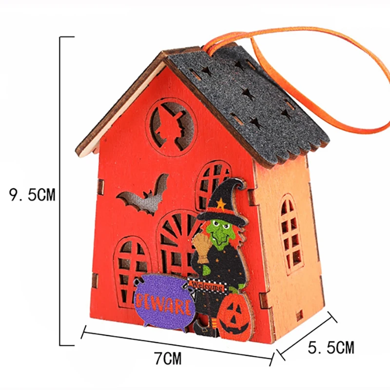 Cute Halloween Decoration Cabin Hanging Fun Holiday Props Small Lights Halloween Party Home Decoration Scene Setting Small Gift