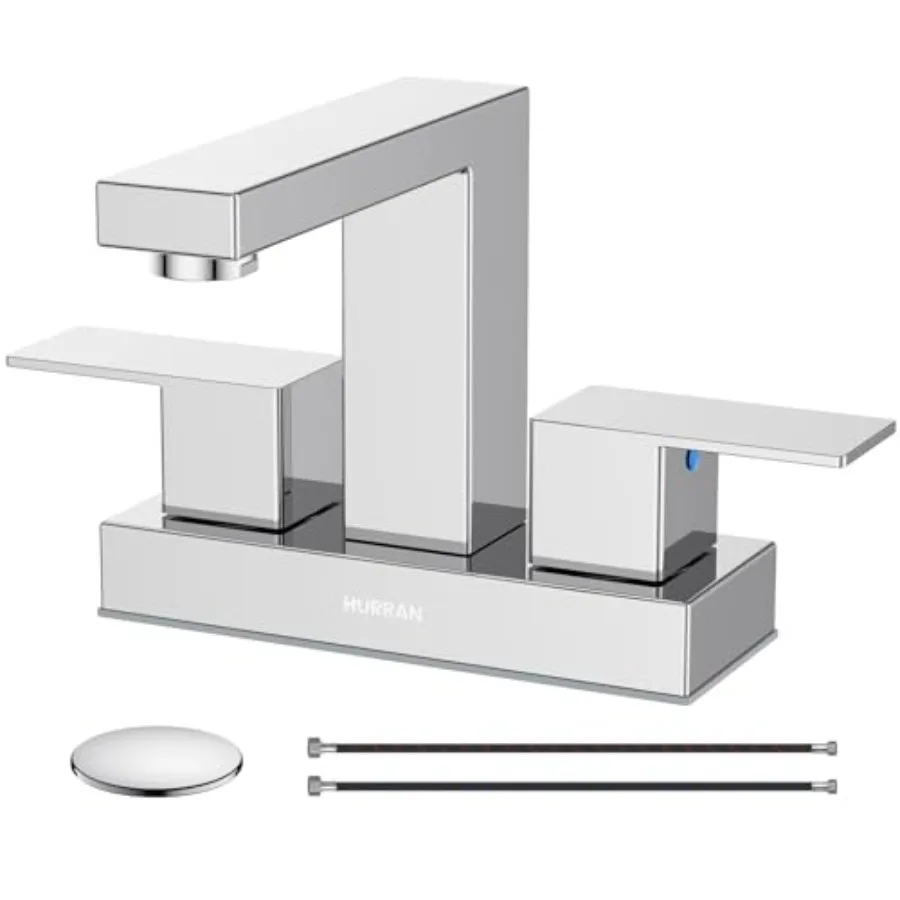 

Bathroom Sk Faucet, Bathroom Faucets for Sink 3 Hole with Pop-up Drain and Supply Lines, Staless Steel 2-Handle Faucet for Vani