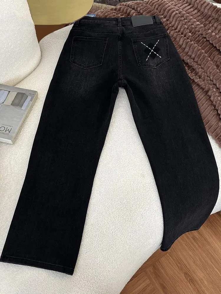 

High Waist Straight Leg Jeans Women's Autumn plus Size Slimming Nine-Piece Casual Versatile Breadsti Pants Winter