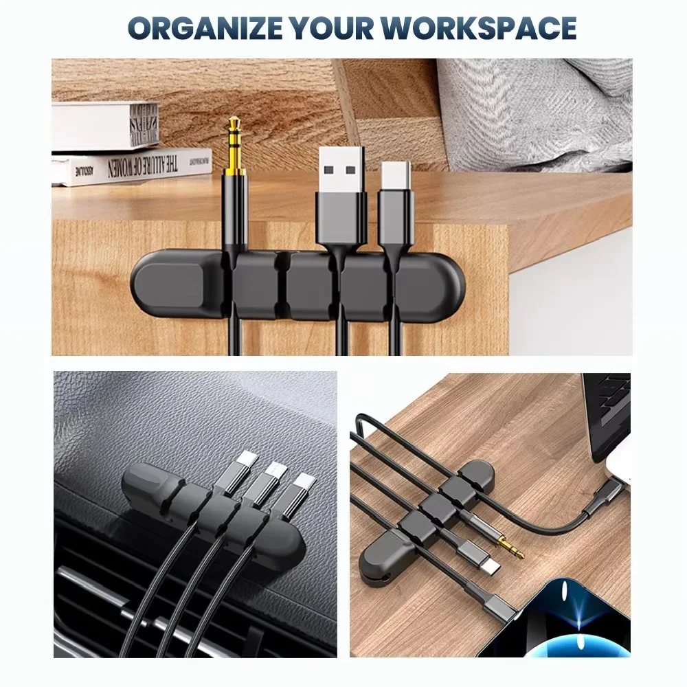 Selbstklebende Silikon-Kabelclips USB-Kabelhalter Organizer für Zuhause Büro Schreibtisch Ordnung