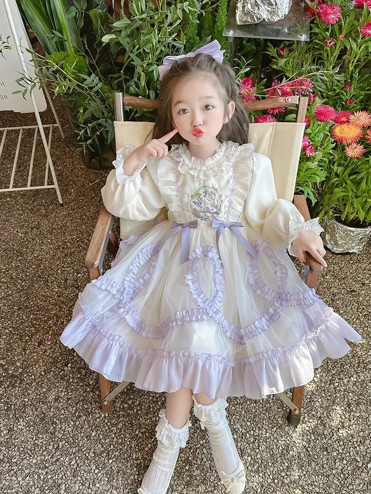 2024New Spring and Autumn Clothing Girls Lolita Dresses Children's Princess Dress