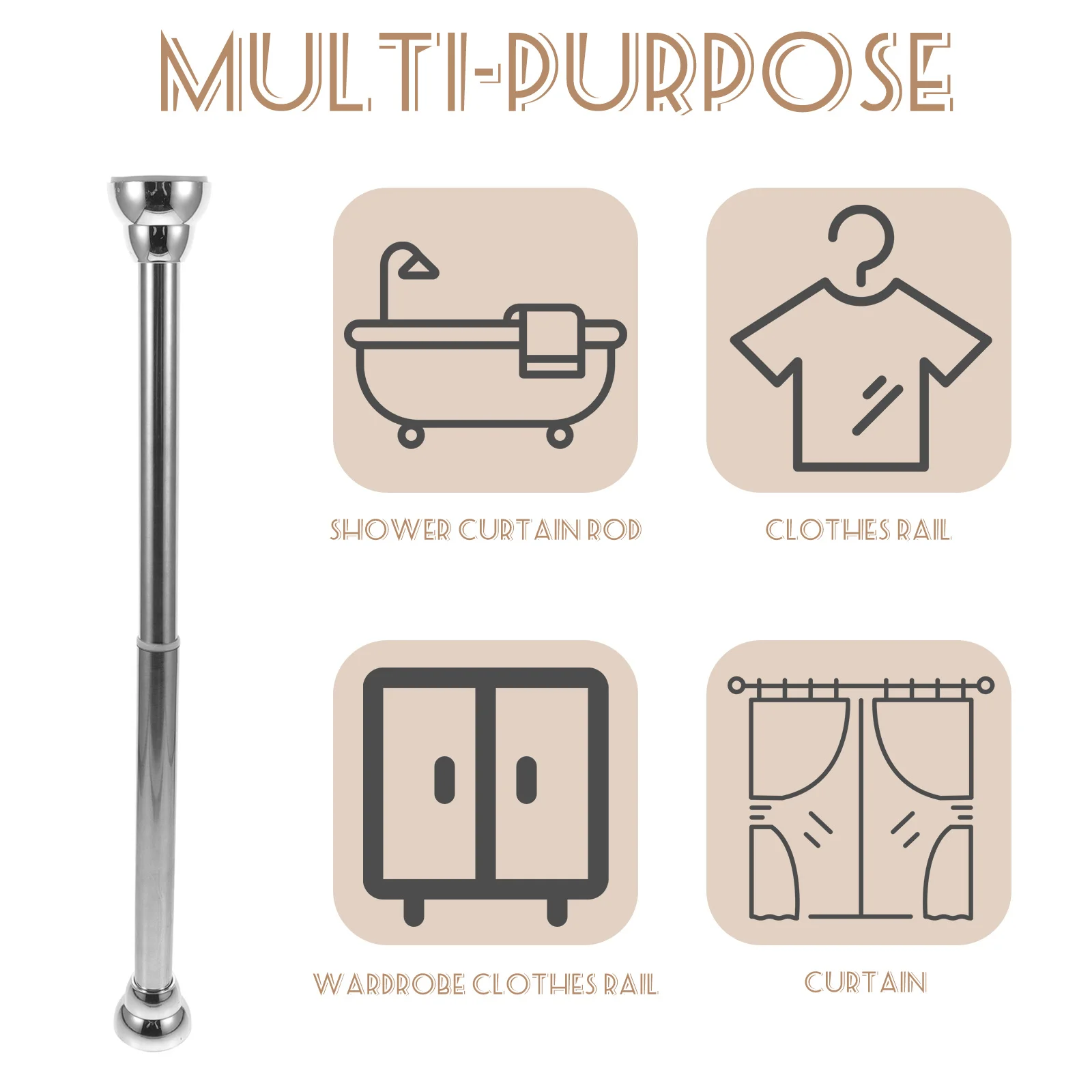 

Telescopic Tension Curtain Rod 36 Inch Matte Black Stainless Steel Multi-Use Shower Drying Pole No Drill Installation