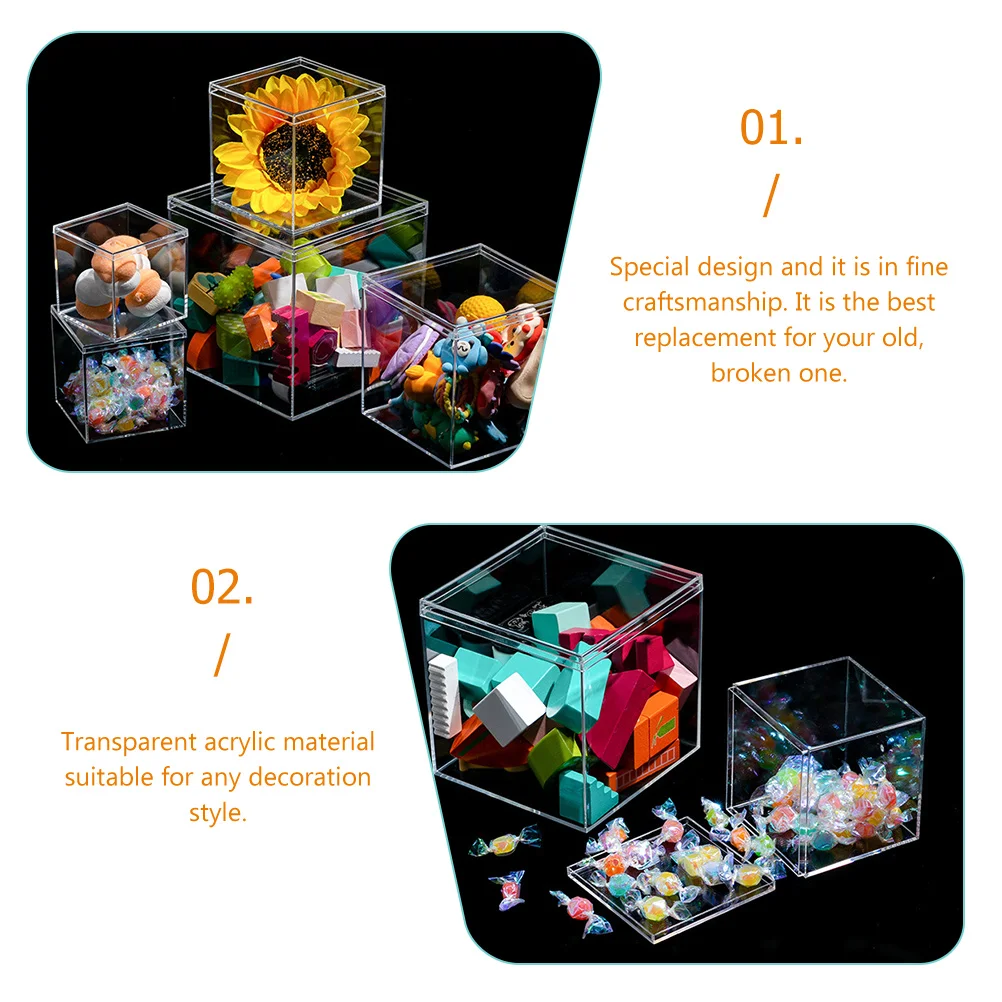 

12pcs Transparent Storage Box Display Case For Candy Jewelry Plastic Square Container 6.5Cm With Lid Collectibles Holder