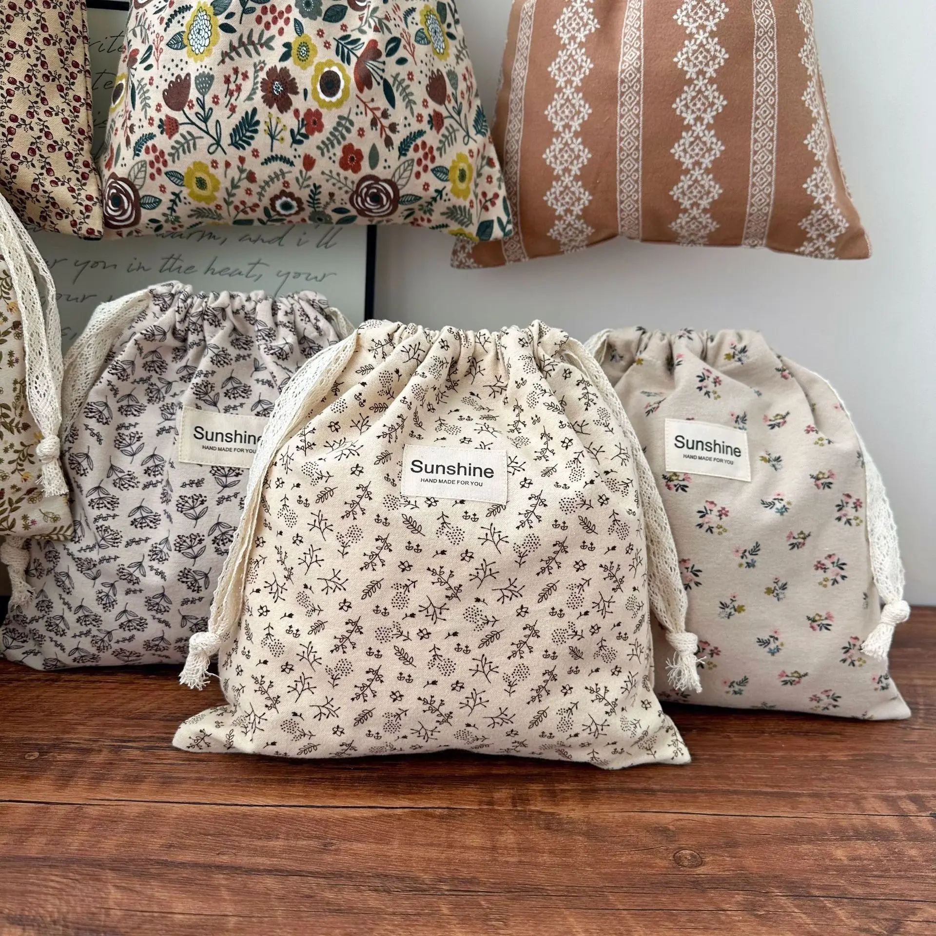 Cotton Diaper Bag Mommy Nappy Bag for Baby Organizer Baby Items String Cosmetic Pocket Stroller Bags Travel Makeup Storage Bag