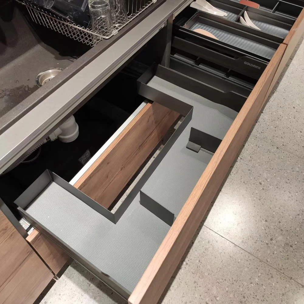 

Кухонный U-образный 2-х уровневый выдвижной органайзер под раковиной, кухонный шкаф, ящик для хранения, корзина