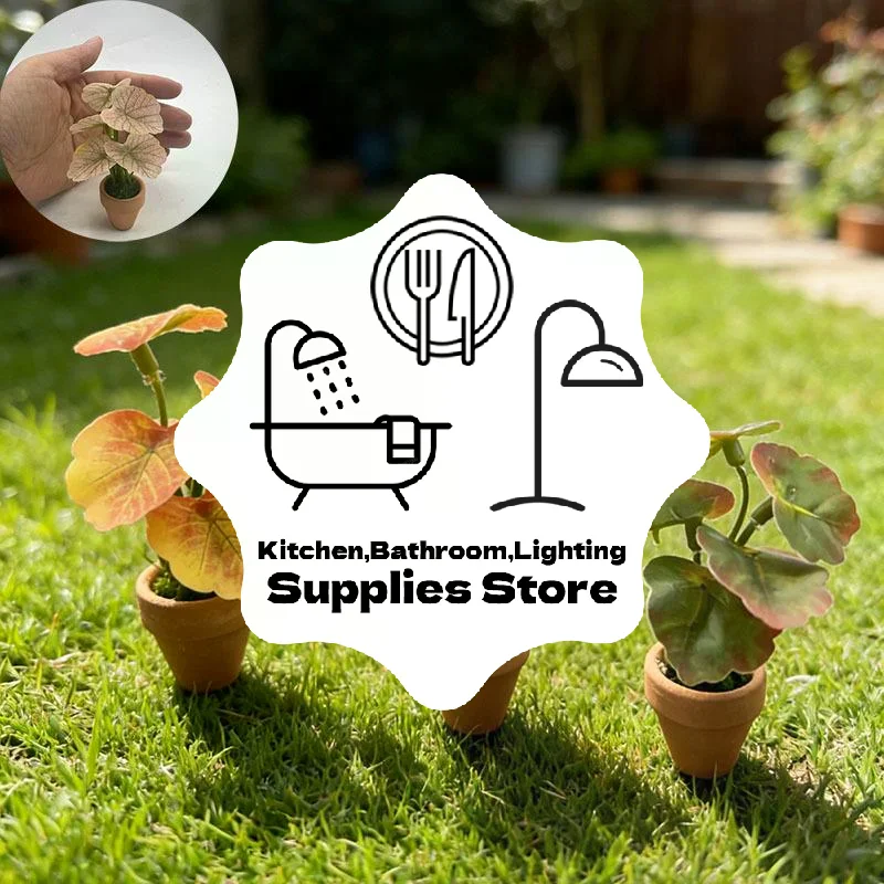 1Pcs Home Decor Mini Taro Turtle Back Green Potted Plants For Dollhouse Scandinavian Style Model Decoration Props