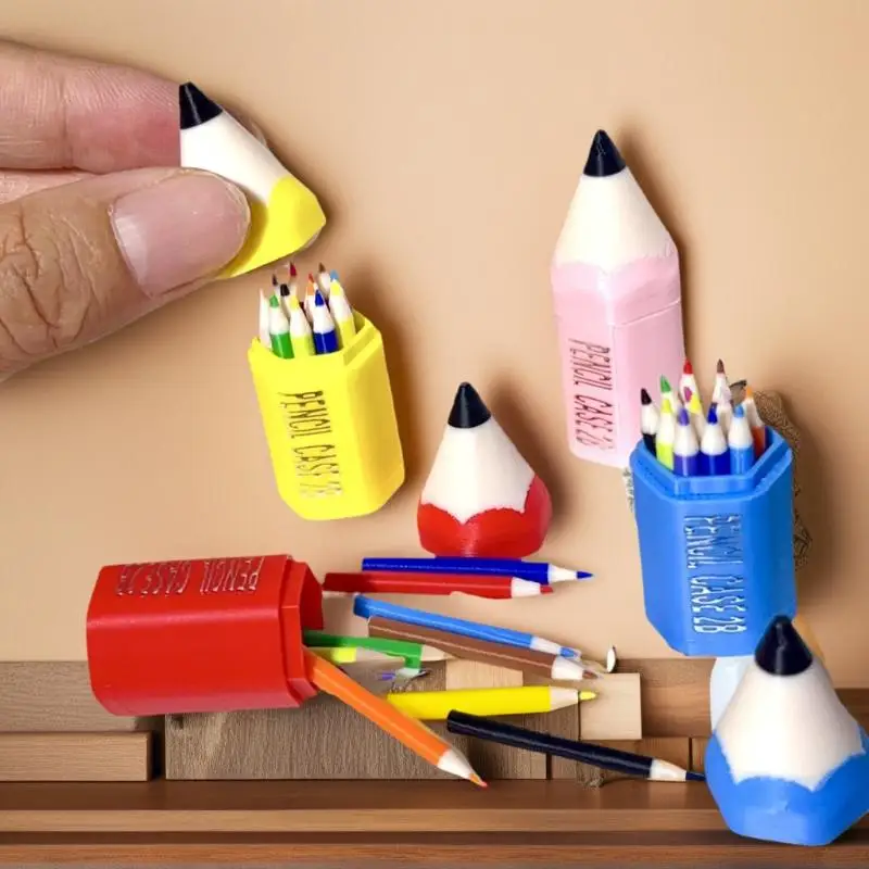 Pacchetto giochi di finzione per bambini - 10/12 pezzi di penne colorate in miniatura e materiale scolastico per accessori per la casa delle bambole