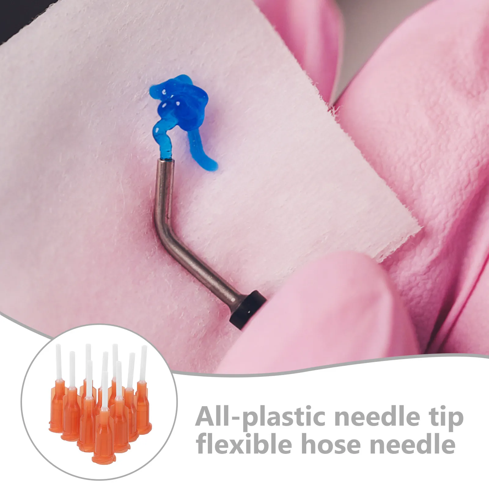 50Pcs Industrial Dispensing Needle Tips Flexible Hose Applicator for Adhesive Glue Sealant Injection on Curved Surfaces