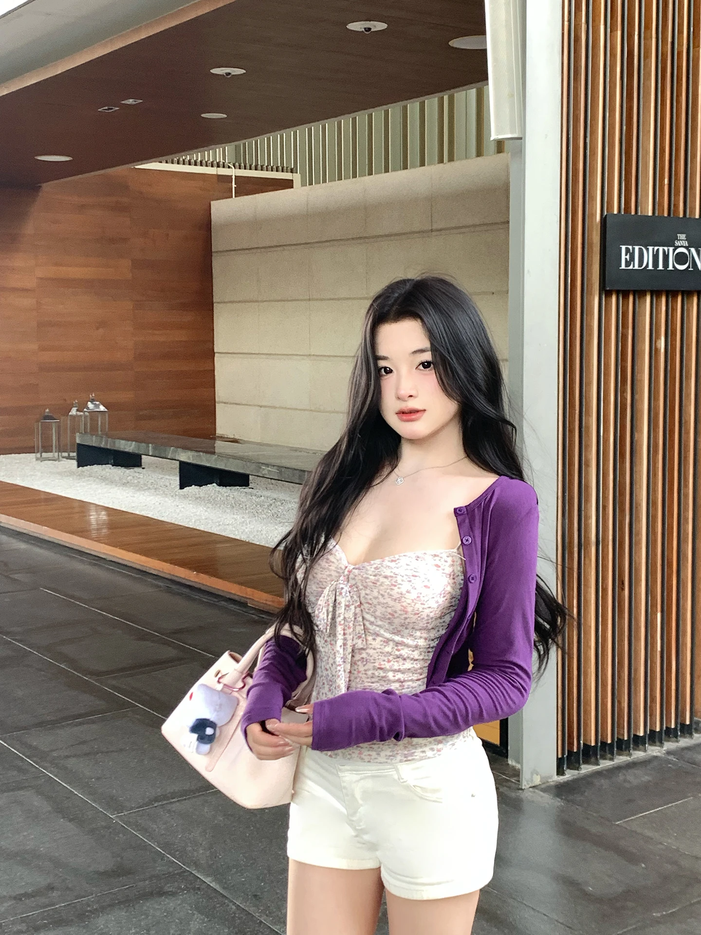 

Женский комплект Banana Brand: вязаный кардиган и топ с цветочным принтом, короткий, в милом стиле, для повседневной носки, весна-лето