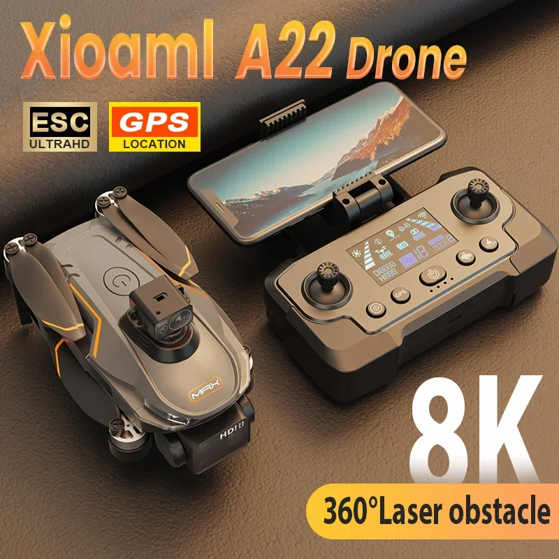 2024 New A22 RC Drone 4K 6K 8K Professional Dual Camera Aerial 360° Quadcopter RC Obstacle Avoidance Optical Flow Aerial Drone