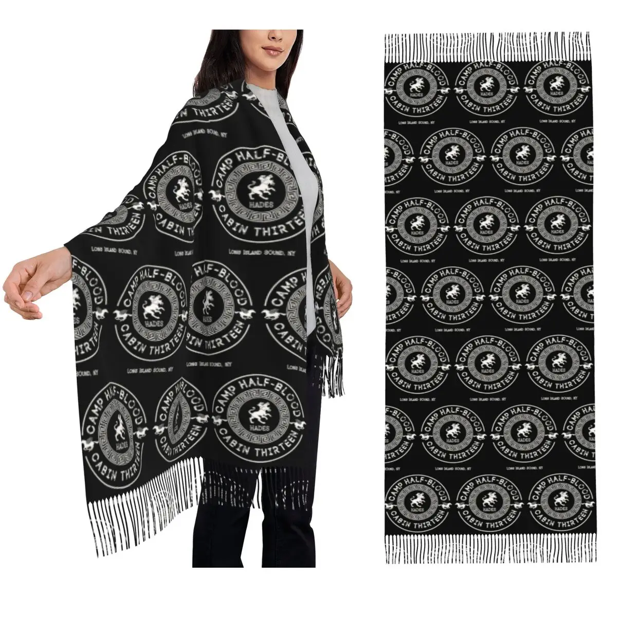 Cabin Thirteen Hades Percy Jackson Camp Half-Blood Scarf Tassel Scarves for Women Shawls and Wraps Large Fall Winter Shawl Wrap