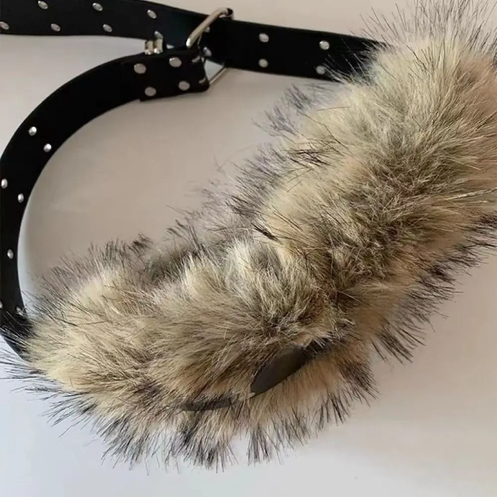 

Simple PU Leather Leather Fur Belt Faux Fur Spicy Girl Style Furry Waistband Korean Style Jeans Decor Belt Daily