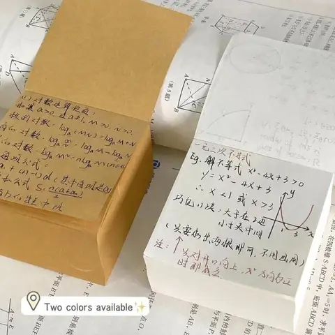 400 Sheets 80x80mm Sticky Notes Self-adhesive Blank Sticky Note Cube Kraft & Cream-white Color Note Paper School Office Supplies